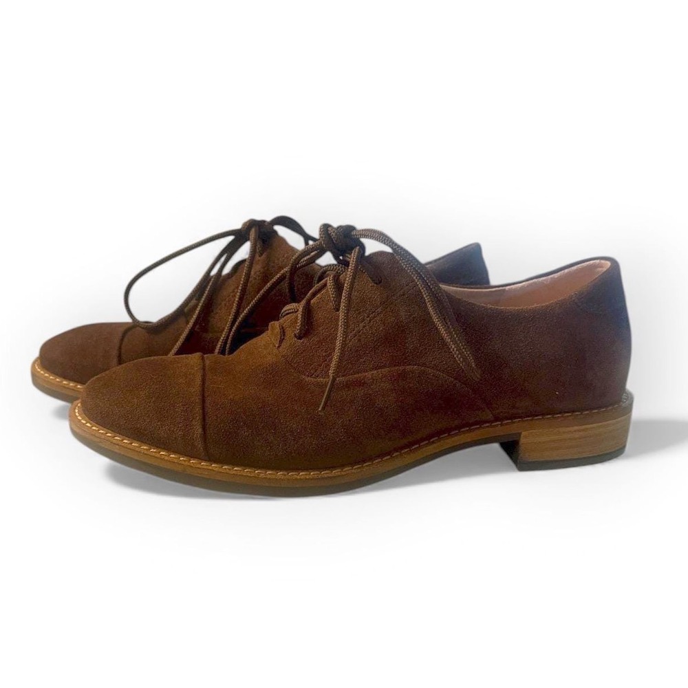 ECCO Suede Lace Up Oxford Shoes Women Brown Comfort Casual